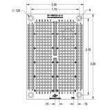 Mechanical drawing view of SchmalzTech 2" x 3" Protoboard