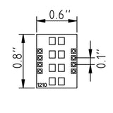 Dimensions of 1210 SMD to DIP Adapter