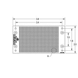 Drawing of 2 inch by 3 inch perfboard with DIN clips