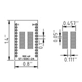 Dimensions of SOIC-24 / SOP-24 SMD to DIP Adapter