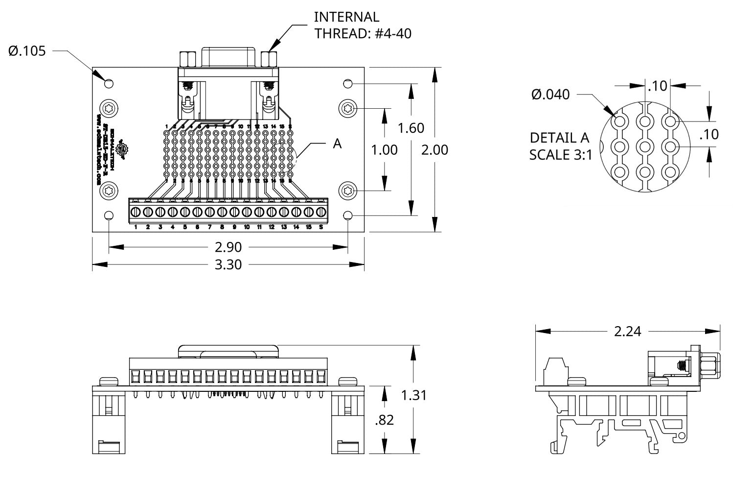 DB15 HD Female Breakout Board | DIN Rail | SchmalzTech