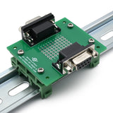 DB9 Female-Female Pass-Through Breakout Board with DIN Clips