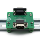 DB9 Male-Female Pass-Through Breakout Board with DIN Clips