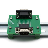 DB9 Male-Male Pass-Through Breakout Board with DIN Clips