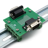 DB9 Male-Male Pass-Through Breakout Board with DIN Clips