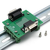 DB9 Male-Male Pass-Through Breakout Board with DIN Clips