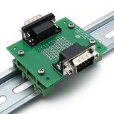 DB9 Male-Male Pass-Through Breakout Board with DIN Clips