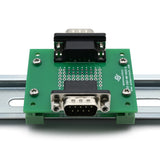 DB9 Male-Male Pass-Through Breakout Board with DIN Clips