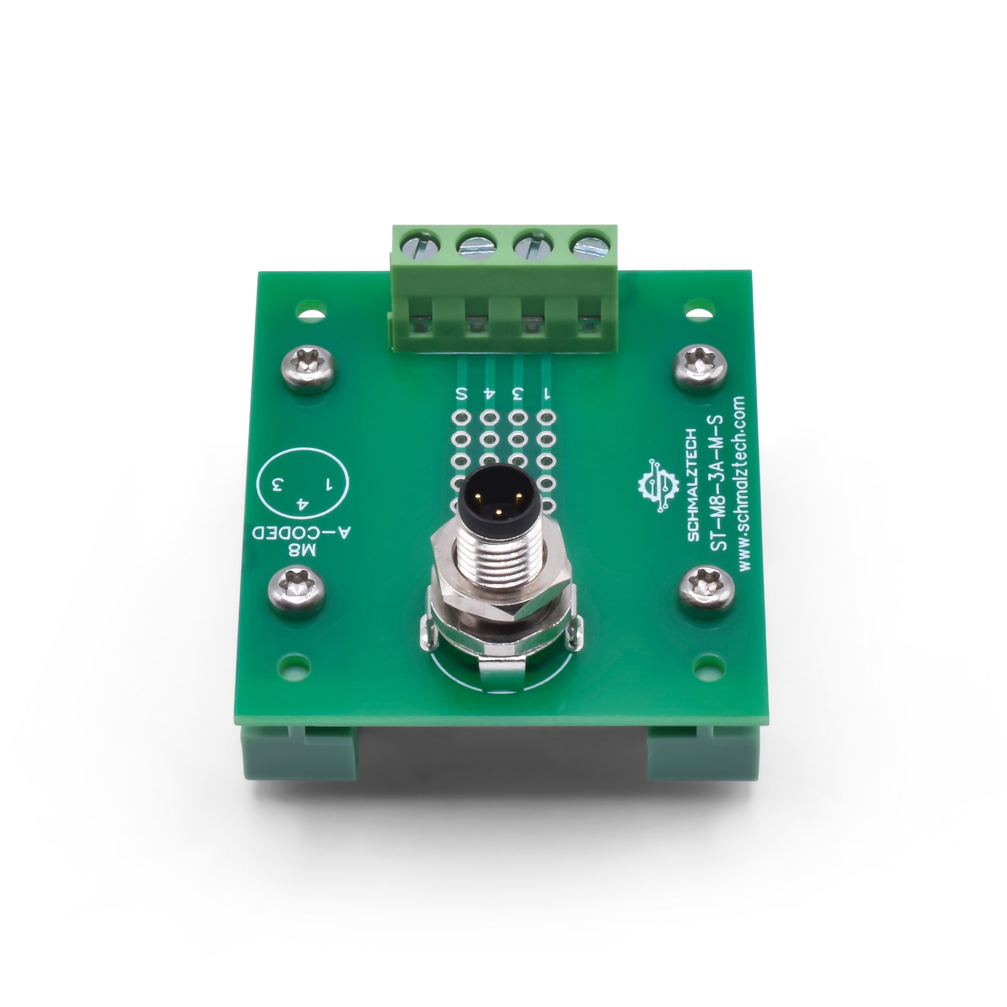 メル67471 M8, 3-Pin Male Breakout Board with DIN Clips | SchmalzTech