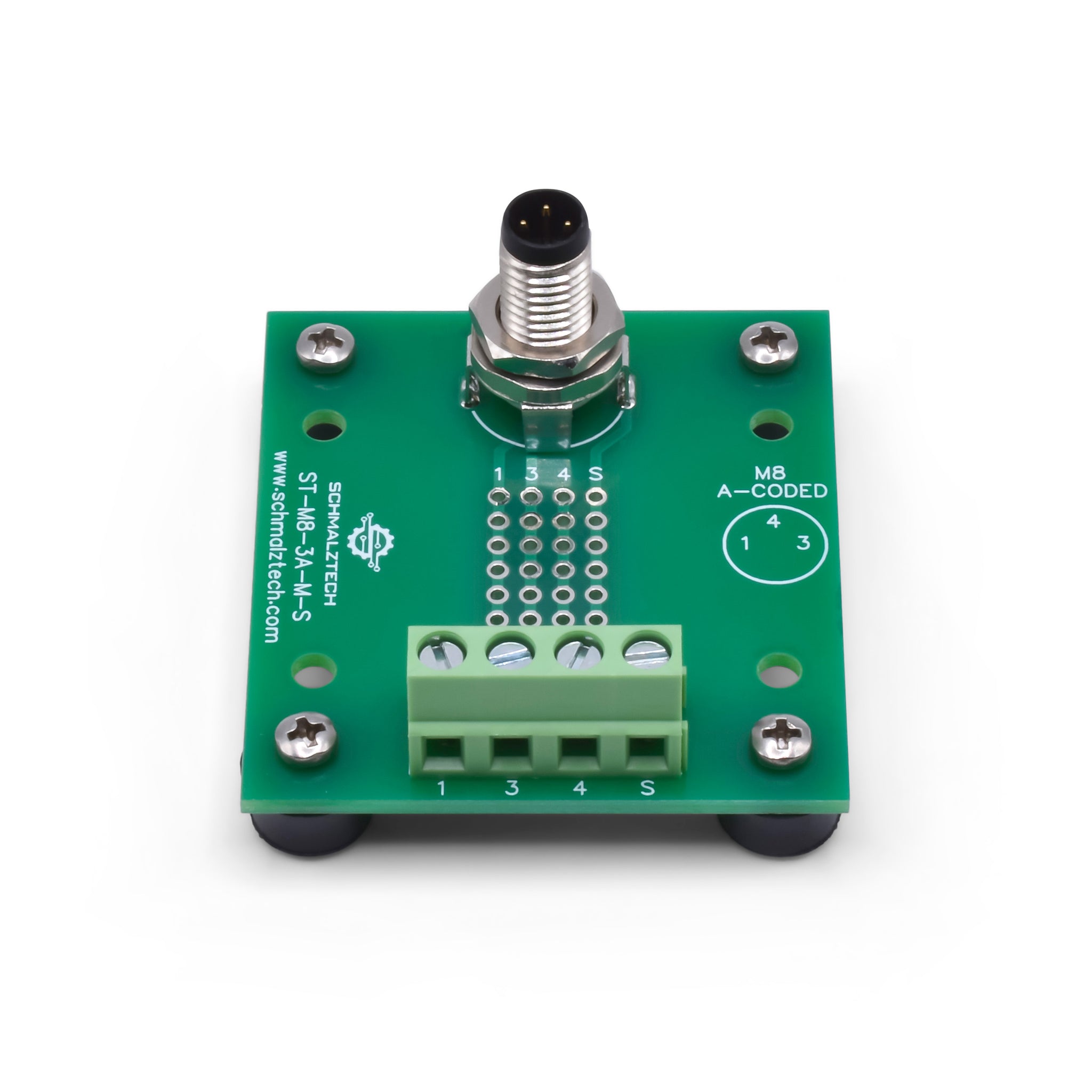 M8, 3-Pin Male Breakout Board with Feet | SchmalzTech