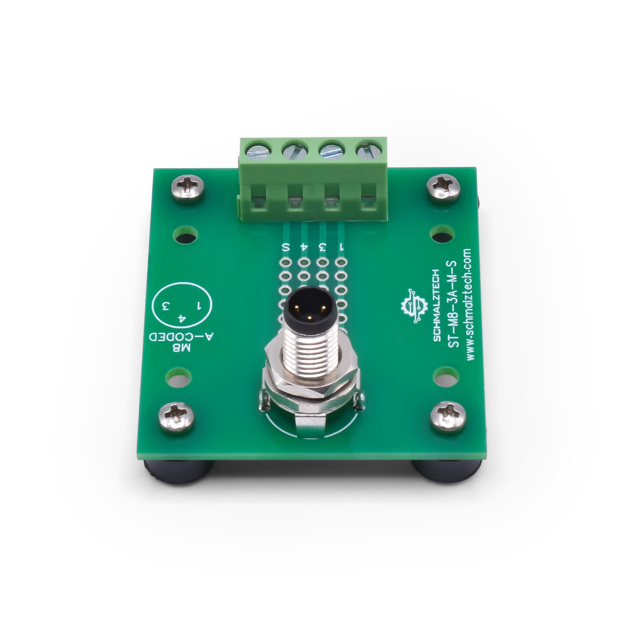 M8, 3-Pin Male Breakout Board with Feet | SchmalzTech