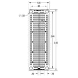 Dimensional Drawing of 1 inch x 3 inch Protoboard, SchmalzTech ST-PROTO-1-3