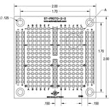 Dimensional Drawing of 2 inch by 2 inch protoboard, SchmalzTech ST-PROTO-2-2