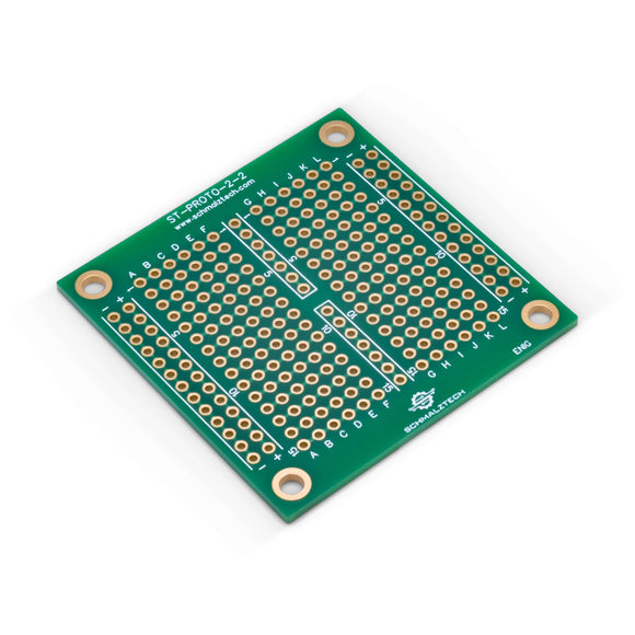 Top of 2 inch by 2 inch protoboard, SchmalzTech ST-PROTO-2-2