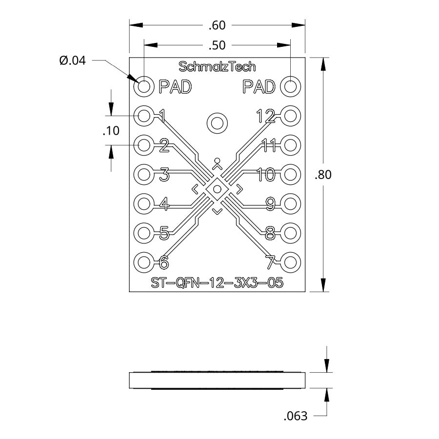 QFN 12 SMD To DIP Adapter SchmalzTech qfn-12-smd-to-dip-adapter-schmalztech
