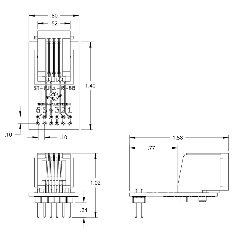 Rj11 Connector Dimensions