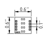 Dimensions of 0805 SMD to DIP Adapter