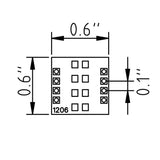 Dimensions of 1206 SMD to DIP Adapter