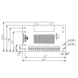 Dimensions of DB15 female breakout board with rubber feet