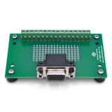 Front of DB15 high density female breakout board with rubber feet