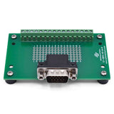 Front of DB15 high density male breakout board with rubber feet