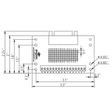 Dimensions of DB15 male DIN rail breakout board