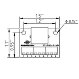 Dimensions of RJ45 mini screw terminal breakout board