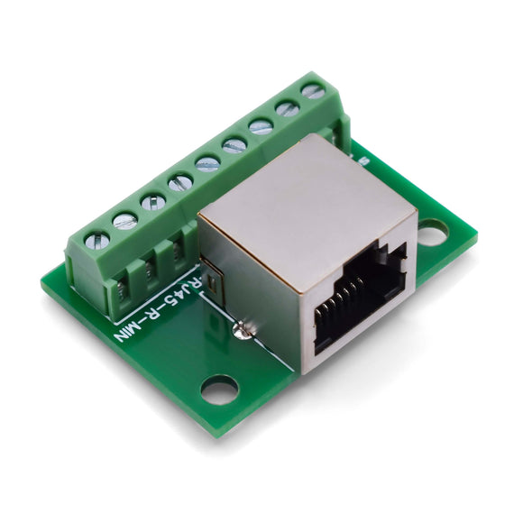 Front right of RJ45 mini screw terminal breakout board