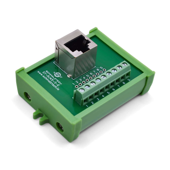Front of RJ45 enclosed chassis mount breakout board