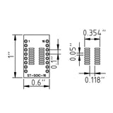 Dimensions of SOIC-16 / SOP-16 SMD to DIP Adapter