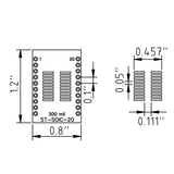 Dimensions of SOIC-20 / SOP-20 SMD to DIP Adapter