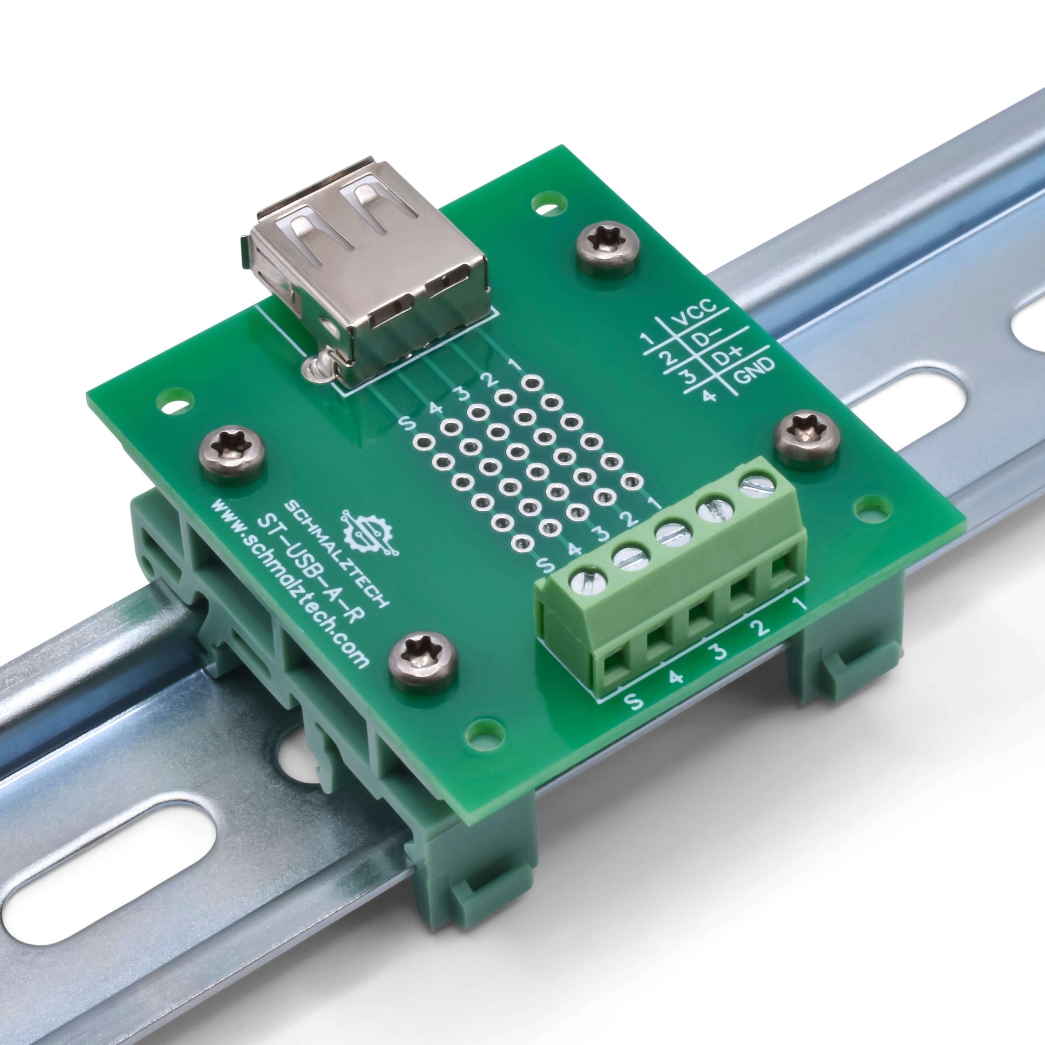USB Type A Breakout Board | DIN Rail | SchmalzTech